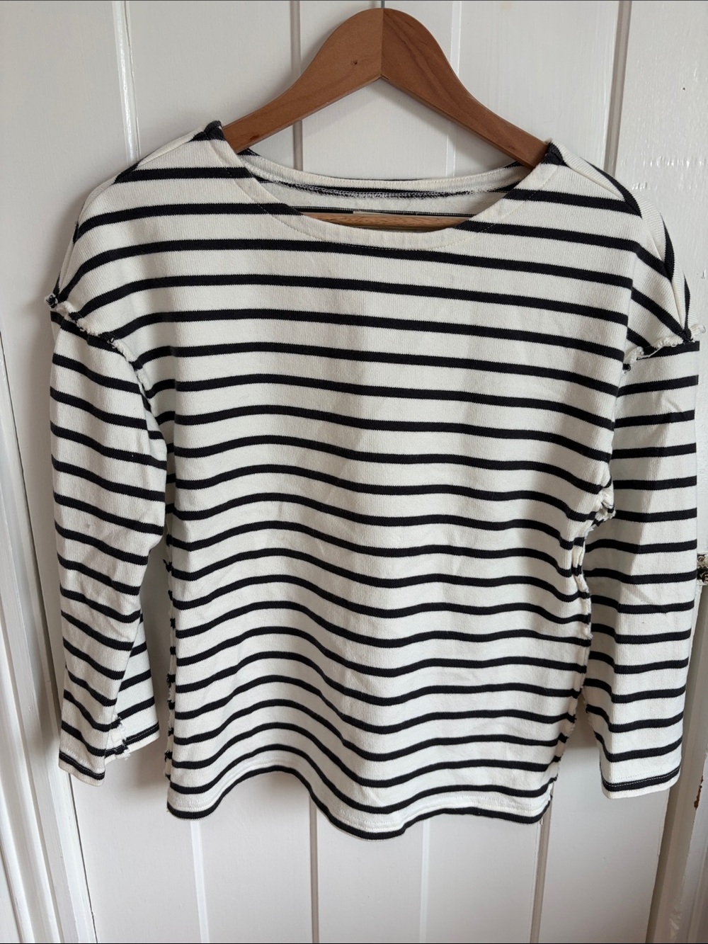 Madewell Black & White Striped Long Sleeve Top thick cotton